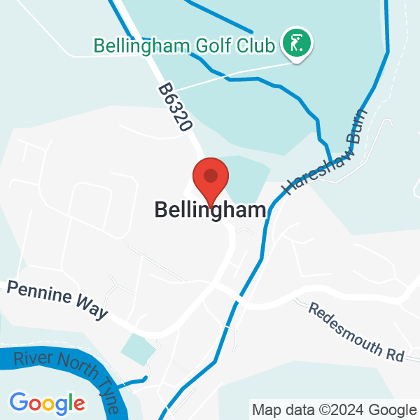 Location map of North Tyne at Bellingham, NE48 2, Northumberland, United Kingdom. GPS coordinates: 55.145779,-2.254156