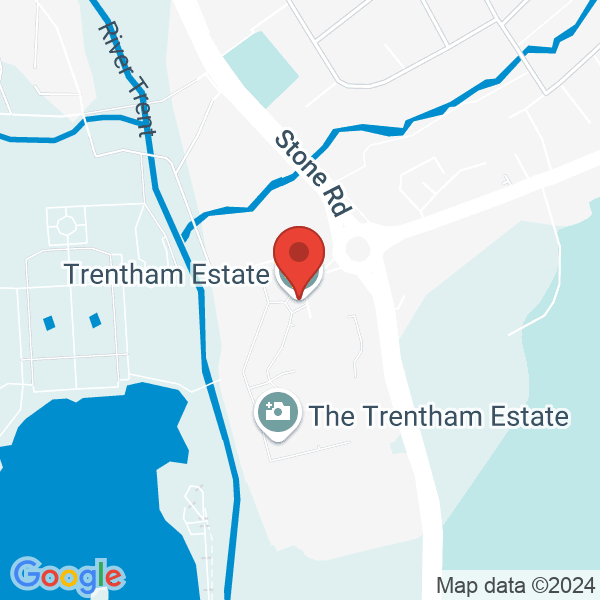 Location map of null at Stone Rd, Trentham, Stoke-on-Trent. GPS coordinates: 52.963684,-2.196891