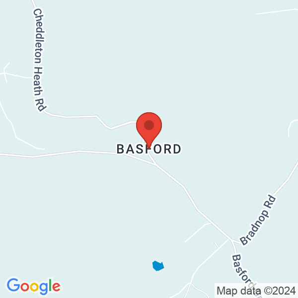 Location map of Basford Coarse Fishery at Basford, ST13 7, Staffordshire, United Kingdom. GPS coordinates: 53.064766,-2.017927