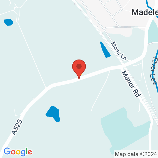 Location map of Barr Hill Pools at Bar Hill, Madeley, Crewe, CW3 9, Cheshire, United Kingdom. GPS coordinates: 52.994068,-2.345591