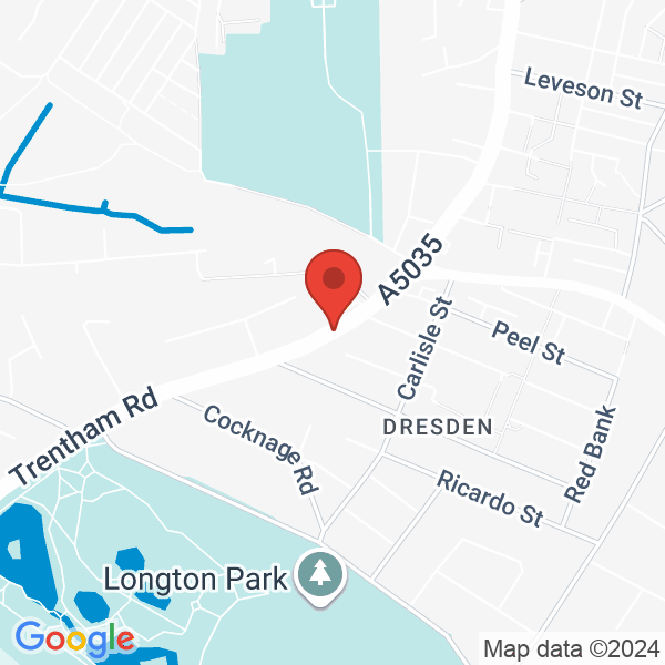 Location map of Knight Bottoms Lake at Trentham Road, Dresden, ST3 4, Staffs, United Kingdom. GPS coordinates: 52.978836,-2.137767