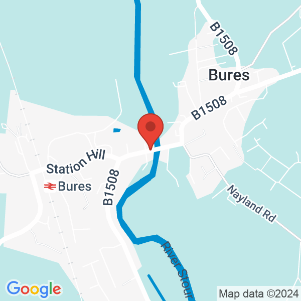 Location map of Bure Cottage at Bridge Street, Bures St. Mary, CO8 5, Suffolk, United Kingdom. GPS coordinates: 51.972107,0.773551