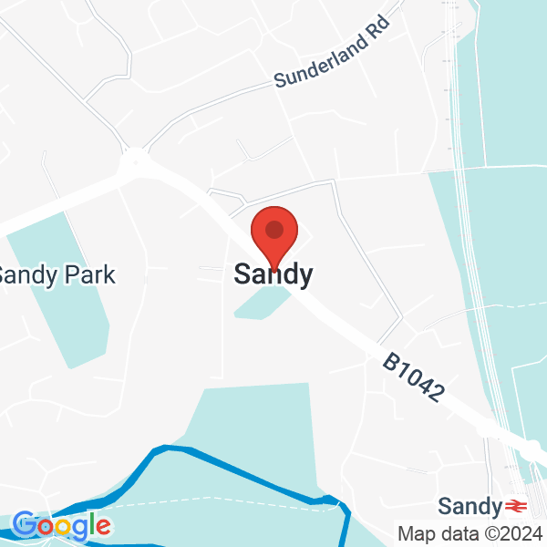 Location map of Kingfisher Carp Syndicate Lakes at Sandy, Bedford, SG19 2, Bedfordshire, United Kingdom. GPS coordinates: 52.128117,-0.286788