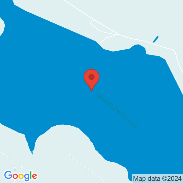 Location map of null at Alwen Reservoir LL16 5SP, UK. GPS coordinates: 53.06897,-3.573301