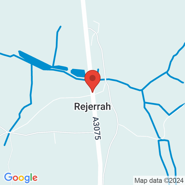Location map of Gwinear Angling's Specimen and Match Pleasure Lake at A3075, Rejerrah, Rejerrah, TR8 5JX, Cornwall, United Kingdom. GPS coordinates: 50.363987,-5.091478
