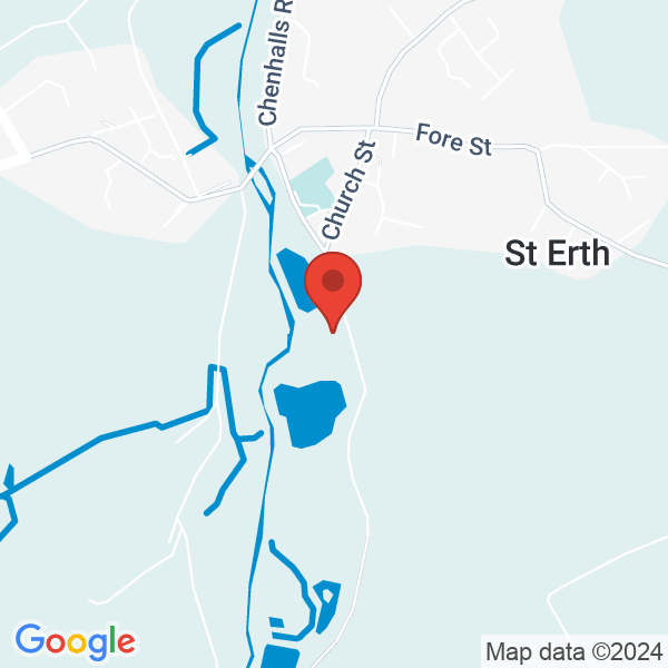 Location map of null at The Green Ln, St Erth. GPS coordinates: 50.16283,-5.431683
