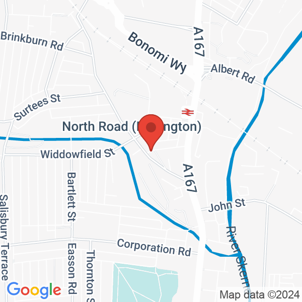 Location map of Fighting Reservoir at Station Road, Darlington, DL2 1, Durham, United Kingdom. GPS coordinates: 54.533997,-1.554657